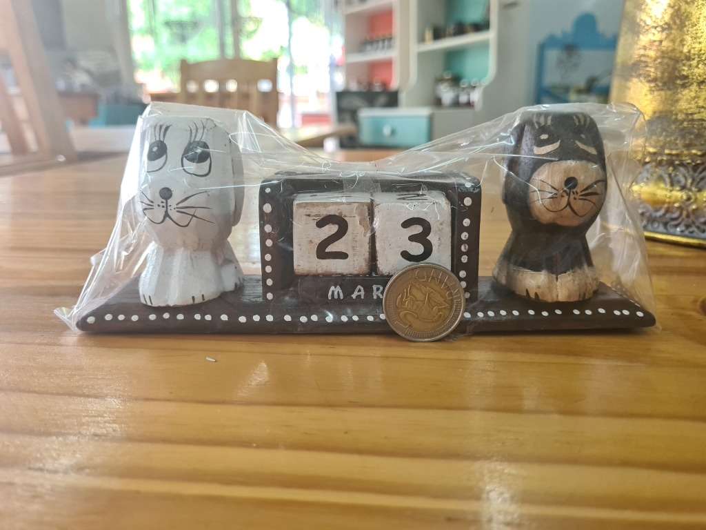 Imported wooden Dog calendar