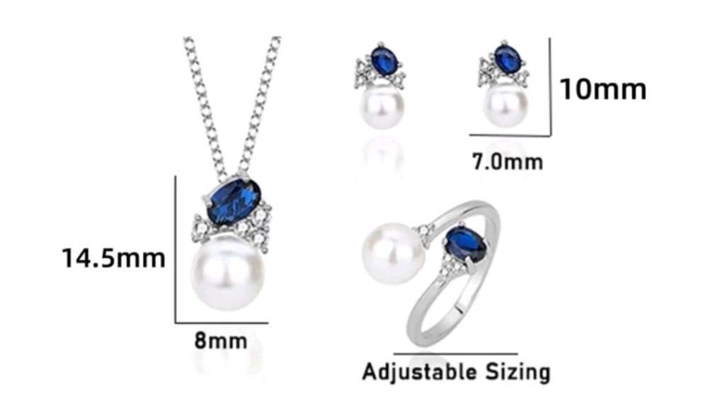 Imitation Pearl & Cubic Zirconia Necklace, Ring And Earrings Set