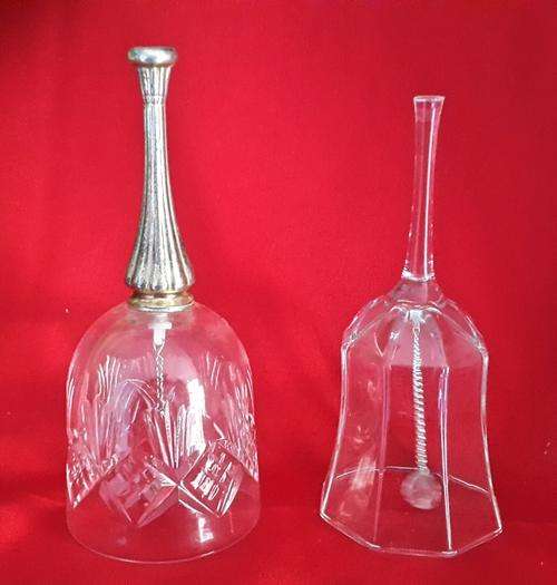 Set of 2 x Glass Bells - one with Silver handle