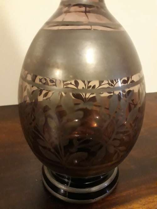 Stunning Silver Plated Sake Set made of Very Fine Coloured Glass