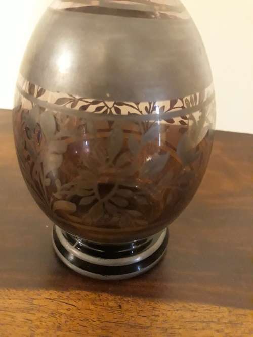 Stunning Silver Plated Sake Set made of Very Fine Coloured Glass