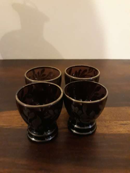 Stunning Silver Plated Sake Set made of Very Fine Coloured Glass