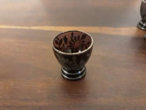 Stunning Silver Plated Sake Set made of Very Fine Coloured Glass