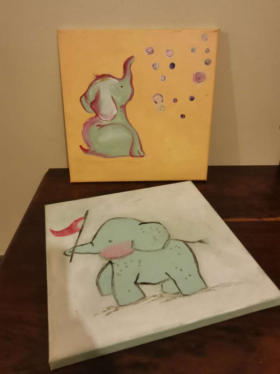 Set of Super Cute Art Pieces for a Kid`s Room 30x30cm