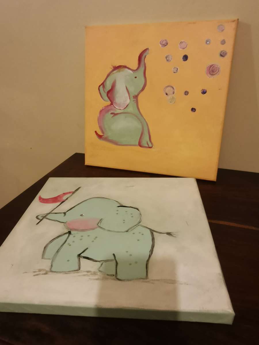 Set of Super Cute Art Pieces for a Kid`s Room 30x30cm