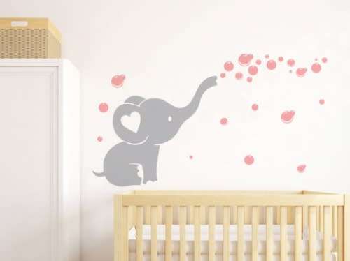Baby elephant with bubbles vinyl wall art decor sticker