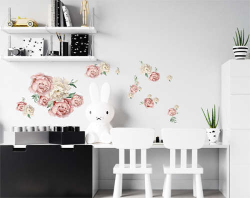 Peony flower wall decal sticker sheet Vinyl Wall Art Sticker Decal Vinyl Tattoo Decor