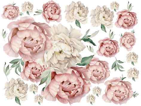 Peony flower wall decal sticker sheet Vinyl Wall Art Sticker Decal Vinyl Tattoo Decor