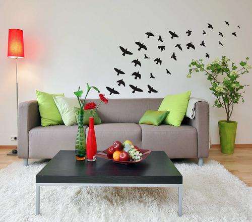 matte dark grey 30 vinyl sticker flying birds wall decals
