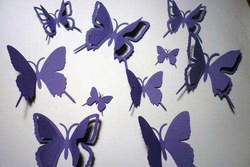 20 violet purple print 3D card paper butterflies wall art interior decor