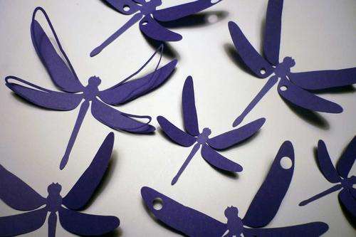 3D card purple dragonflies for interior decorating kids girls wall art