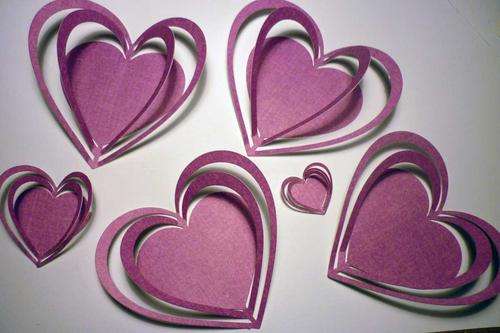 3D card pinkhearts for interior decorating kids girls wall art
