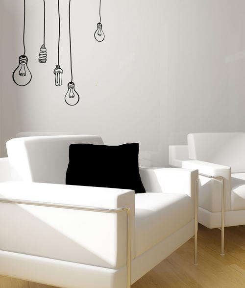 Hanging light bulbs vinyl wall decal interior decorating stickers