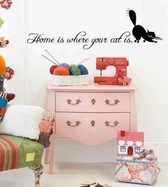 Home is where your cat is! Vinyl Wall Art Sticker Decal Vinyl Interior Decor