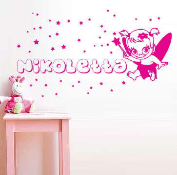 Custom personalised name with tinkerbell and stars Vinyl Wall Art Sticker Decal Vinyl Tattoo Decor