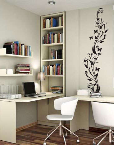 Vintage Curly floral branch vinyl wall decal interior decorating stickers