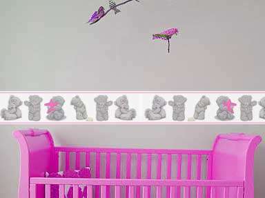 Girls tatty teddy border vinyl wall border sticker sold per meter