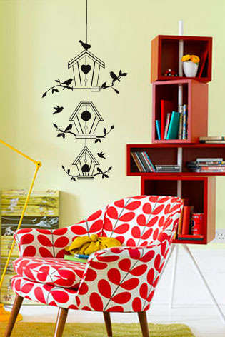 Lovely hanging bird houses Vinyl Sticker Decal Wall Art Interior design - Check out my other designs