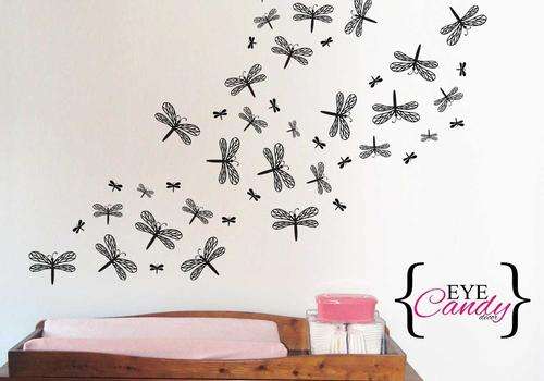 27 DRAGONFLIES GLOSSY BURGUNDY Sticker Decal Vinyl Interior Decor Decoration
