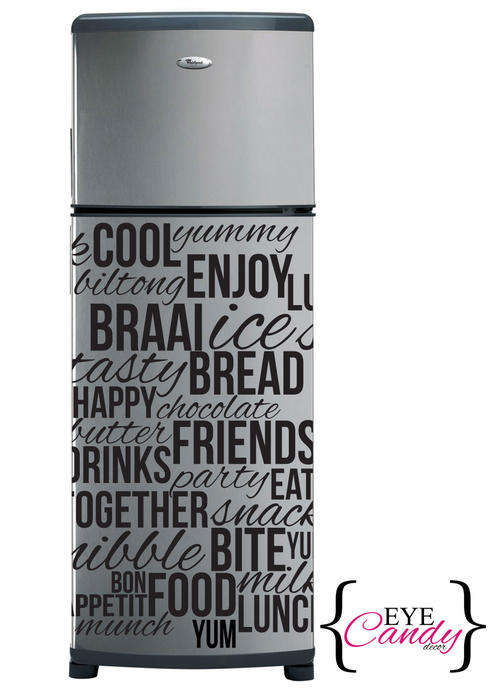 Jazz up your fridge with funky vinyl words- Vinyl Sticker Decal Wall Art Interior design