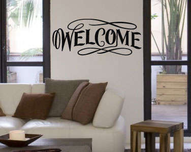 Lovely WELCOME vinyl decal for your home, work, restaraunt, office wall tattoo interior decorating