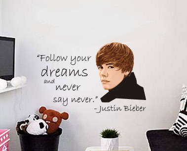 Justin Bieber quote girls kids wall stickers- decal to decorate childrens room