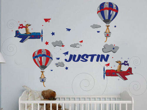 NEW!! South African Meerkats planes balloons boys Vinyl Sticker Decal PERSONAILSED