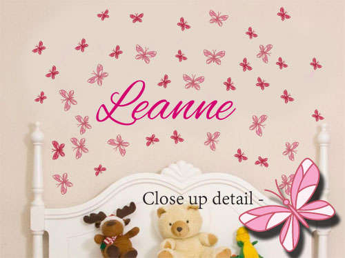 Customised BUTTERFLIES with name Vinyl Wall Art Sticker Decal Vinyl Tattoo Decor