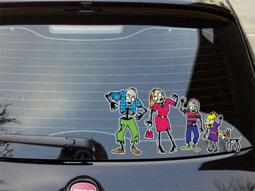 Zombie 2 figure family car window funny Vinyl Sticker Decal BEWARE OF CHEAP IMMITATIONS
