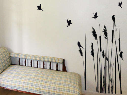 Lovely birds and reeds Vinyl Wall Art Sticker Decal Vinyl Interior Decor