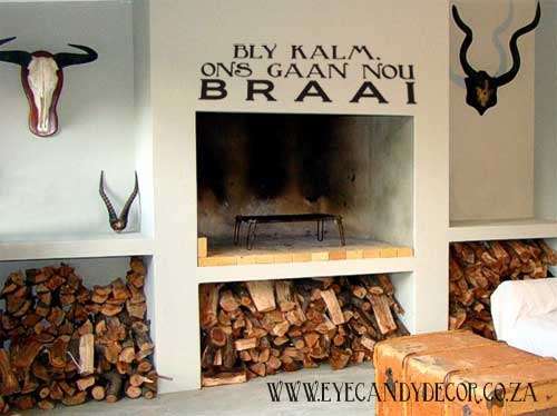 BLY KALM, ONS GAAN NOU BRAAI!!! FUNNY!  Wall Art Sticker Decal Vinyl Tattoo Decor