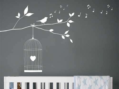 Summer song bird branch music Wall Art Sticker Decal Vinyl Tattoo Decor