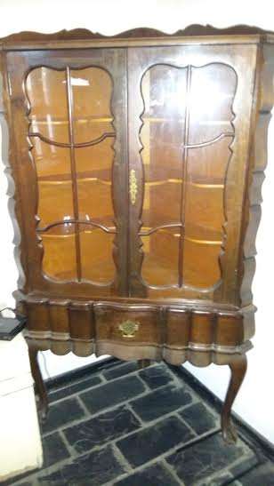 Kiaat ball & claw corner display cabinet and 1 Draw - 90cm x 64cm x 155cm high