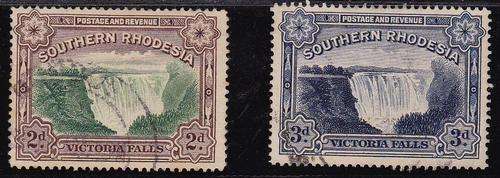 SOUTHERN RHODESIA    1935-1941   "LARGE FALLS "  SACC 36A  AND 37  ****SEE SCAN FOR DECRIPTION****