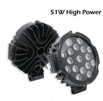 Round Car Spotlight Driving Lamp Off Road 51W LED