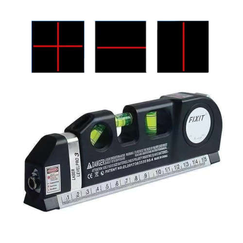 Multipurpose Laser Level Aligner 3 Bubbles Measuring Tape Ruler
