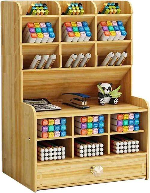 Desk Organizer Pencil Holder  Large Capacity 15 Compartments Pen Holder Multifunctional for Home