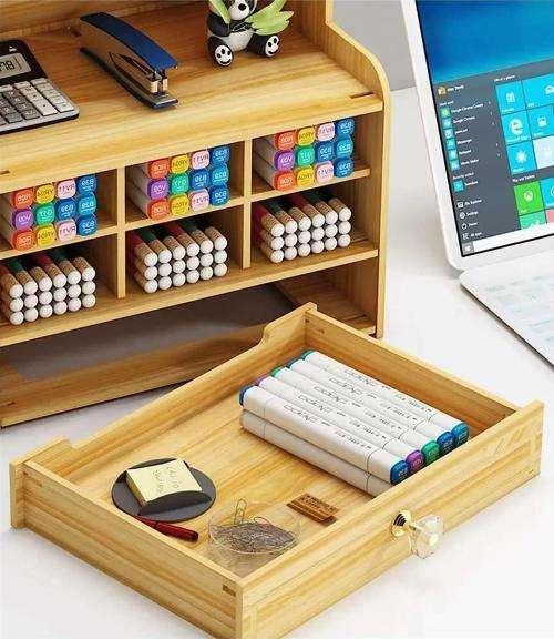 Desk Organizer Pencil Holder  Large Capacity 15 Compartments Pen Holder Multifunctional for Home