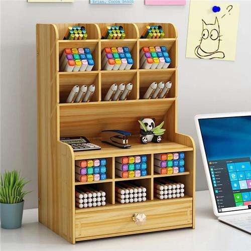 Desk Organizer Pencil Holder  Large Capacity 15 Compartments Pen Holder Multifunctional for Home