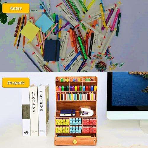 Desk Organizer Pencil Holder  Large Capacity 15 Compartments Pen Holder Multifunctional for Home