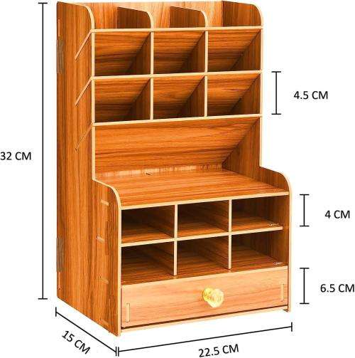 Desk Organizer Pencil Holder  Large Capacity 15 Compartments Pen Holder Multifunctional for Home