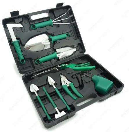 10Pcs Garden stainless steel Tools for Planting Weeding, Garden Hand Tools with Carrying Case