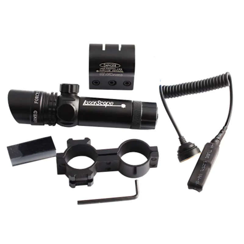 Red Dot Laser Sight Externally Adjustable Rifle Scope 2 Switch Rail Mount Box Set