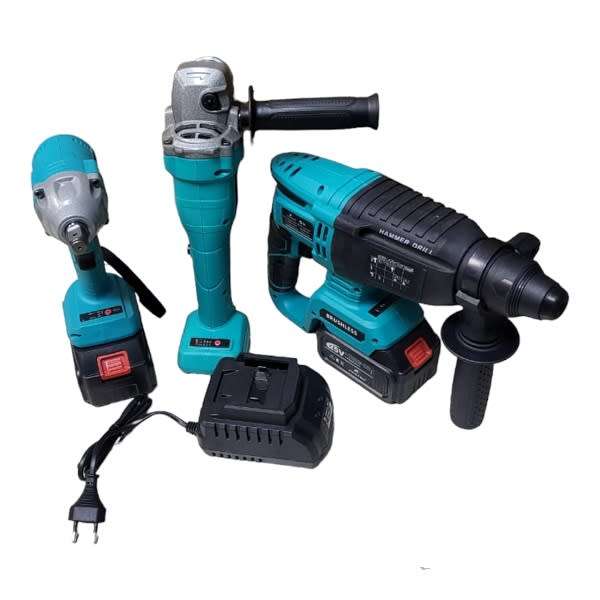 3 Piece Tool Set Impact Wrench, Angle Grinder, Hammer Drill