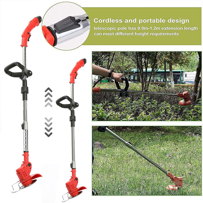 Cordless Lawn Trimmer, Battery Powered Lawn Edger, 2-In-1 Height Adjustable Electric Lawn Mower
