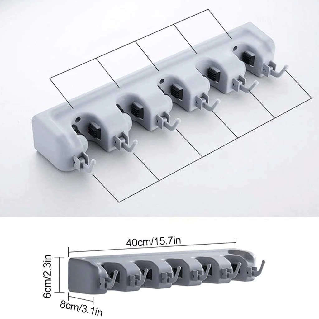 (Color: Gray) Broom Stand And Garden Tool Organizer Rake Or Mop Handle