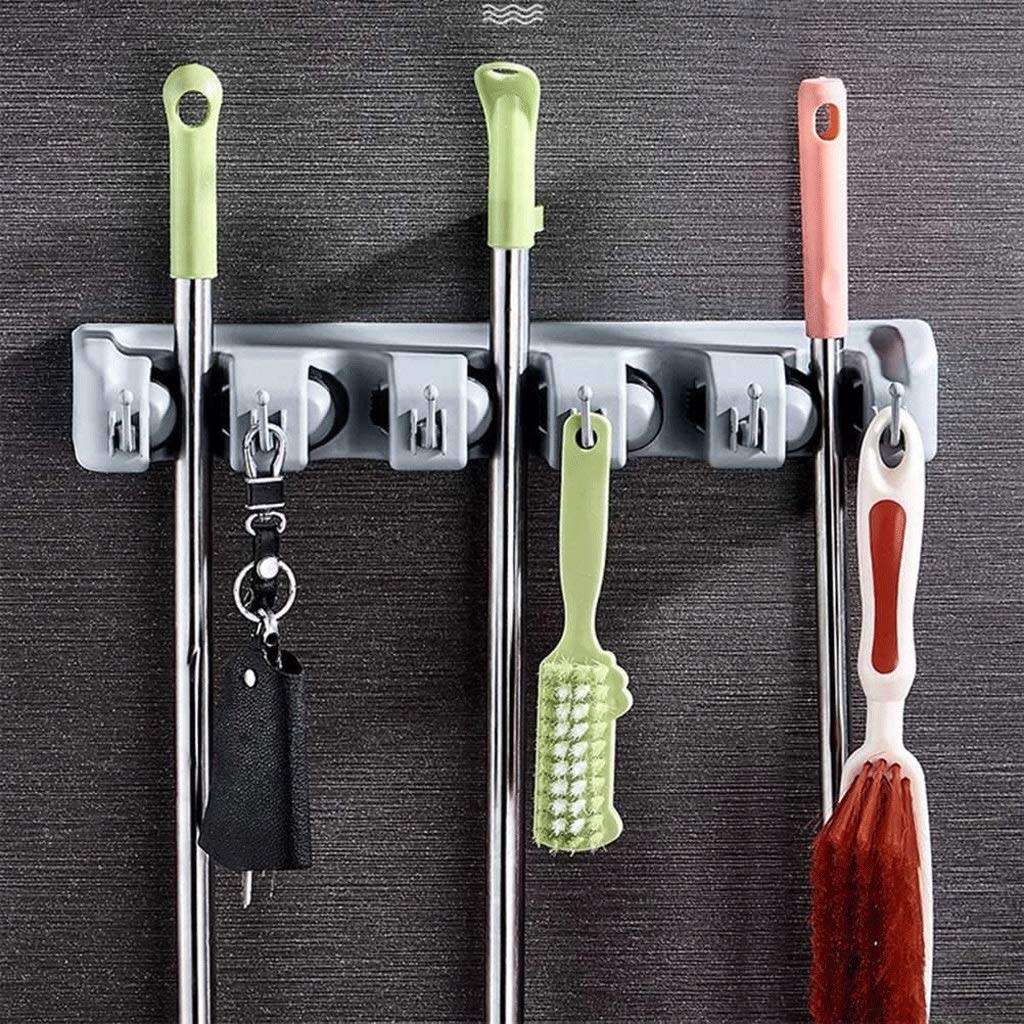 (Color: Gray) Broom Stand And Garden Tool Organizer Rake Or Mop Handle