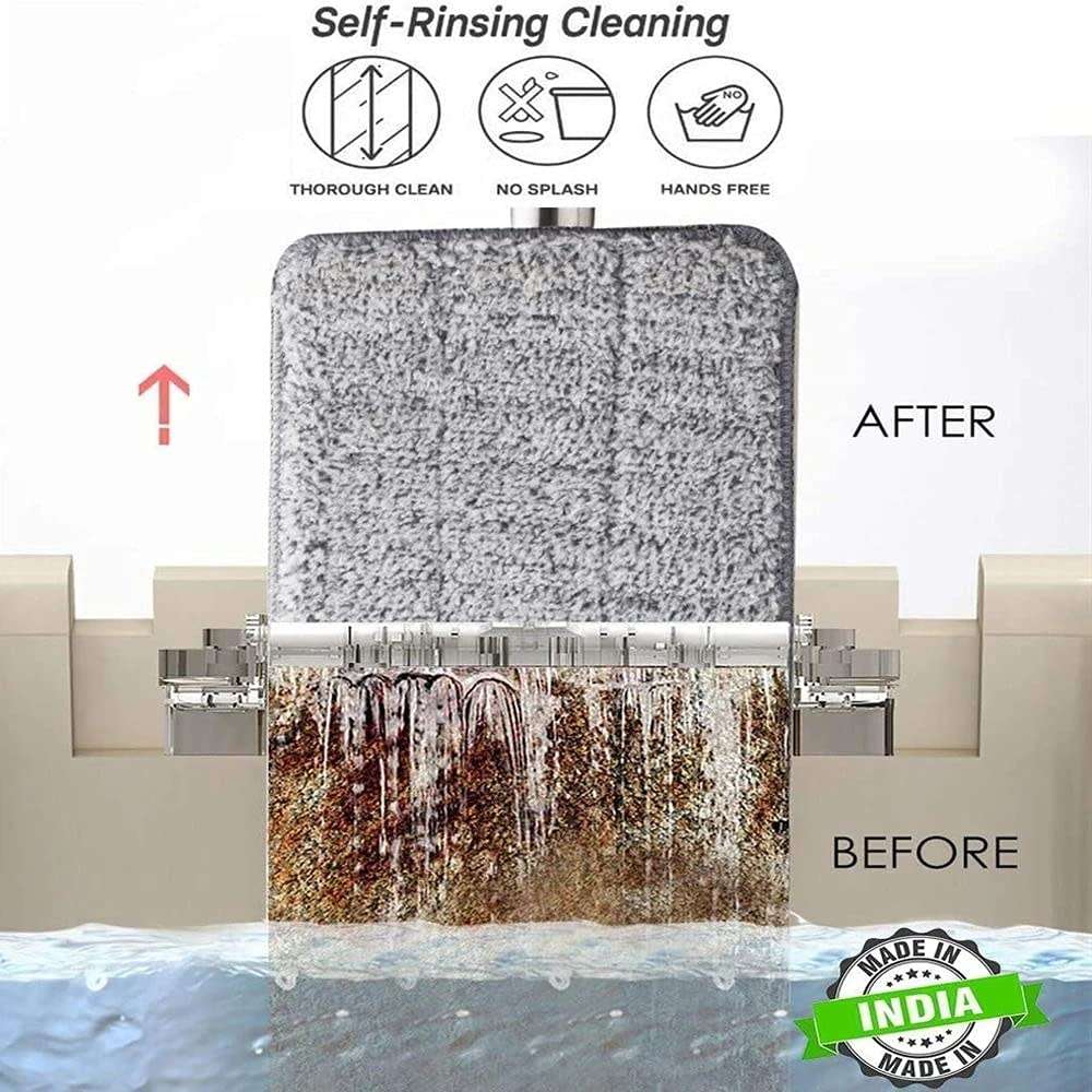 Convenient Scratch Cleaning Mop With 2-In-1 Self-Cleaning, No-Rinse, Hands-Free Flat Mop