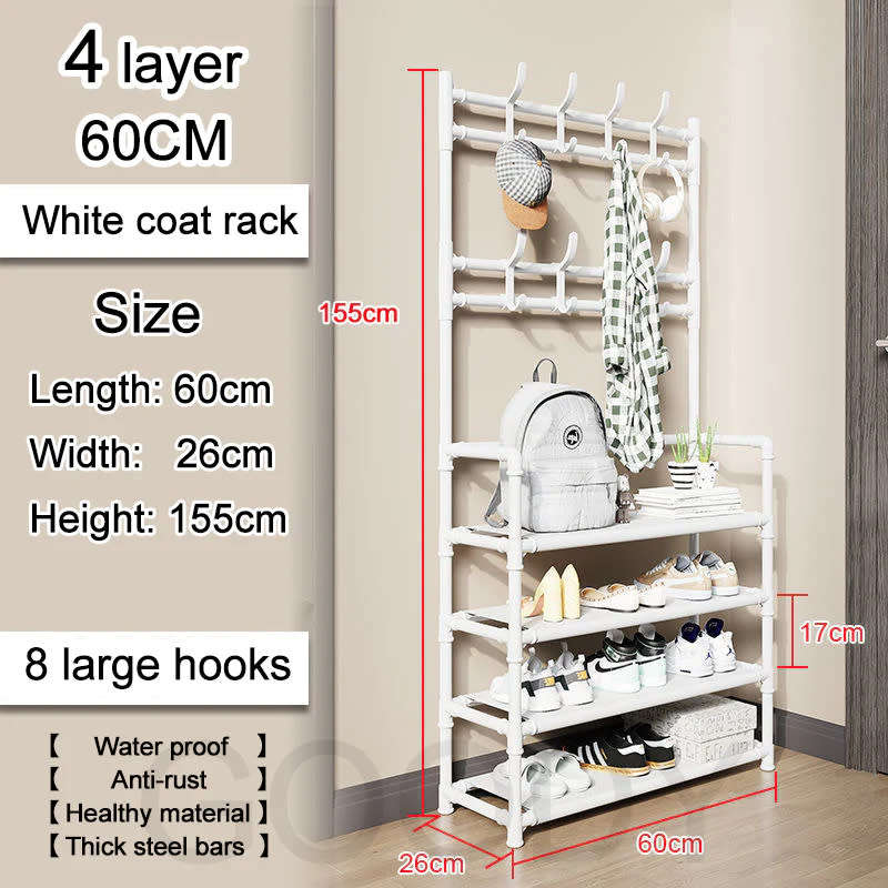 Multifunctional Clothes Hanger Simple Clothes Drying Rack Floor-Standing 4/5-Layer Shoe Rack Storage
