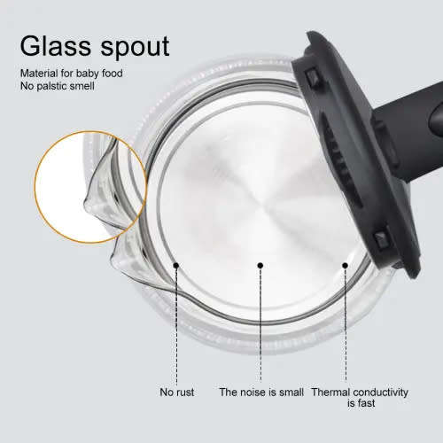 Glass Cordless Kettle Electric Double Wall Led Light Kettle Stainless Steel